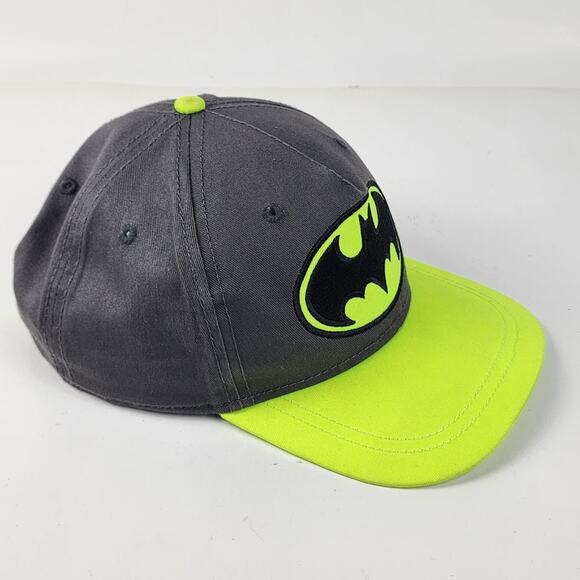 DC Comics Batman Youth OSFM Neon Yellow & Gray Baseball Cap Snapback Hat - Picture 5 of 9